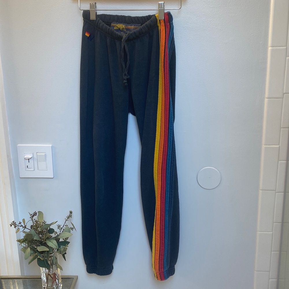 Aviator Nation 5 Stripe Sweatpants in xs charcoal